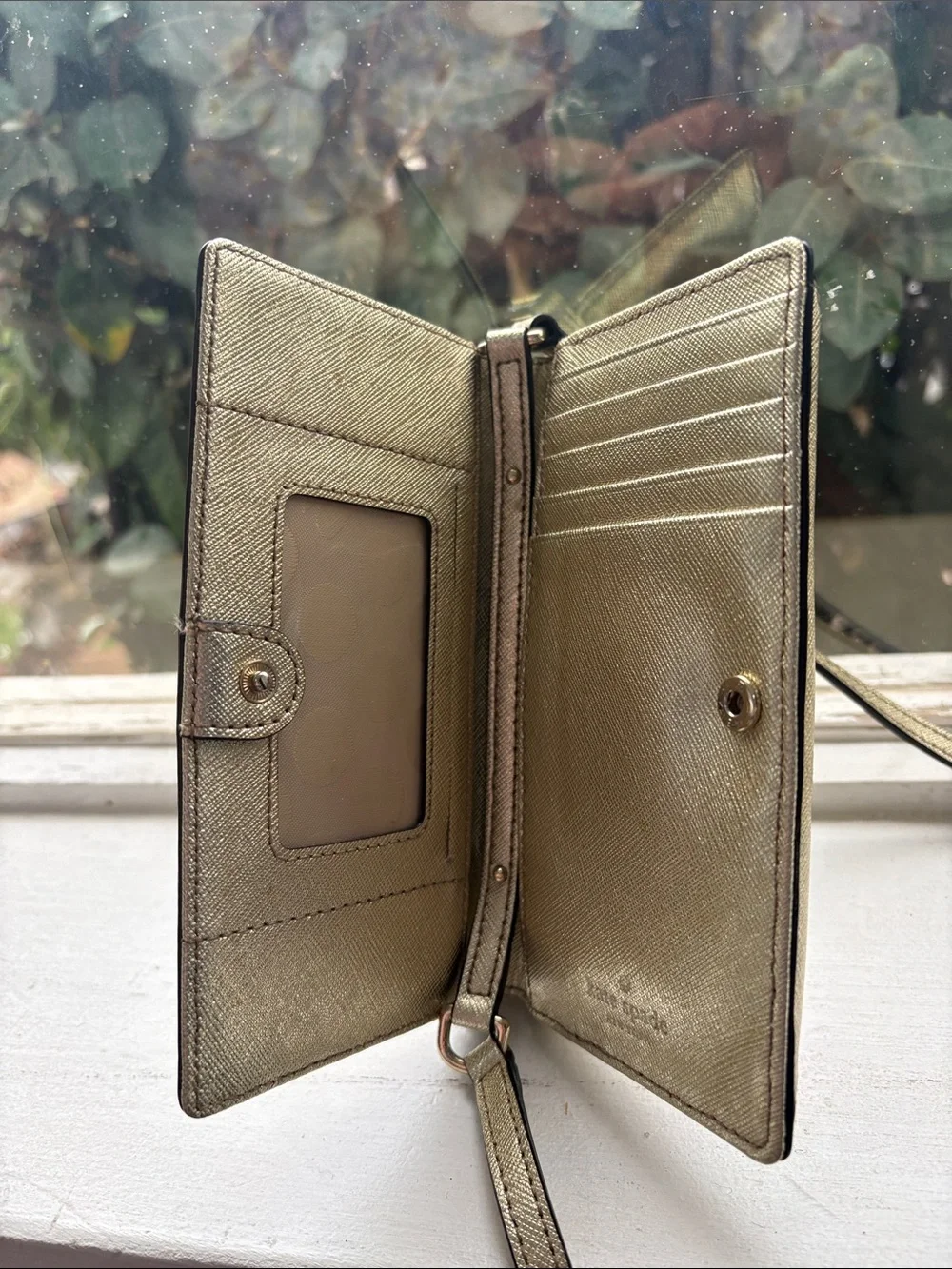 Kate Spade Gold Crossbody Wallet - Sleek Metallic Women’s Bag